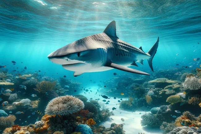 illustration of a tiger shark