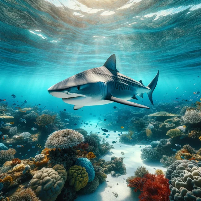 illustration of a tiger shark